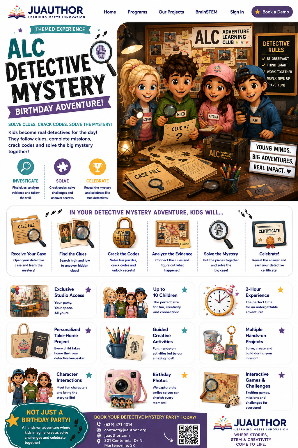 ALC Detective Mystery Birthday Adventure at JUAUTHOR Studio