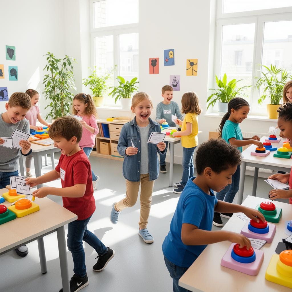 Children solving a team mystery challenge